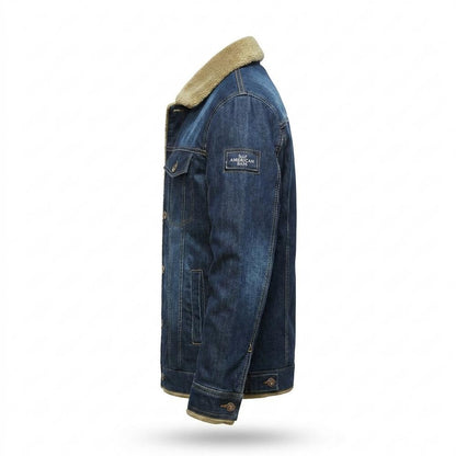 Mens Outlet House - Rahal | Sherpa-Lined Button-Front Denim Jacket Men