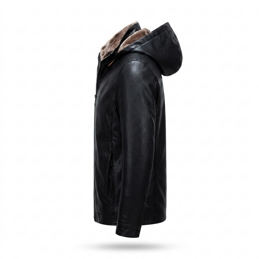 Mens Outlet House - Nomor | Hooded Sherpa-Lined Leather Jacket Men