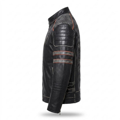Mens Outlet House - Vikar | Quilted Slim-Fit Leather Jacket Men