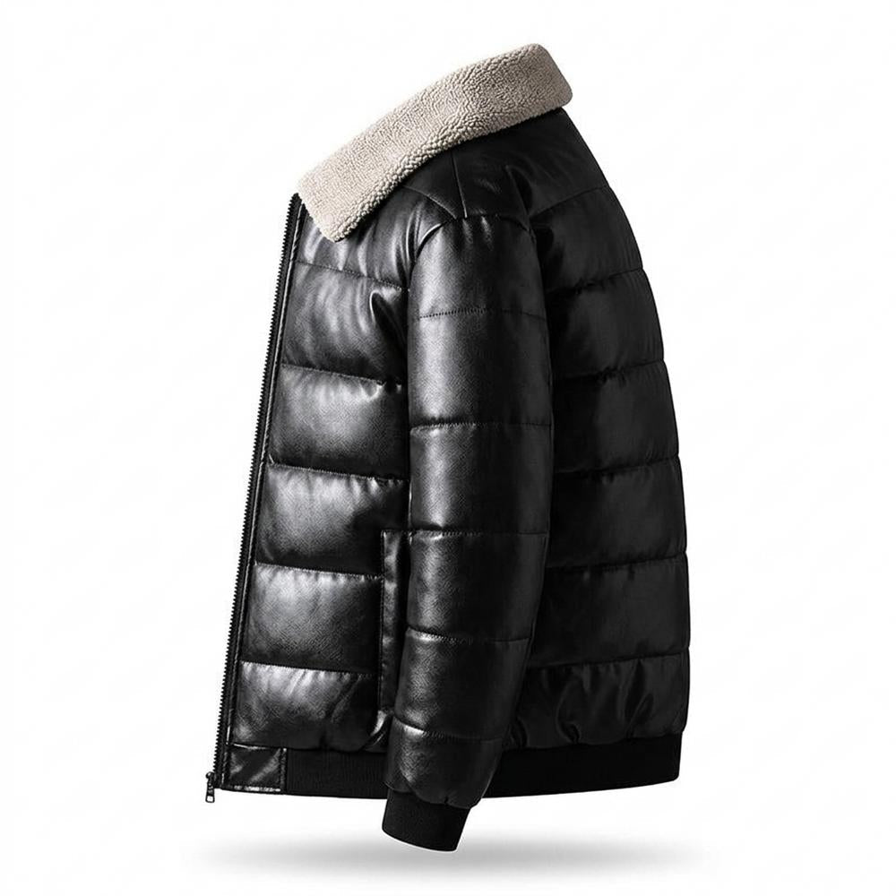 Mens Outlet House - Maken | Quilted Faux-Leather Jacket Men
