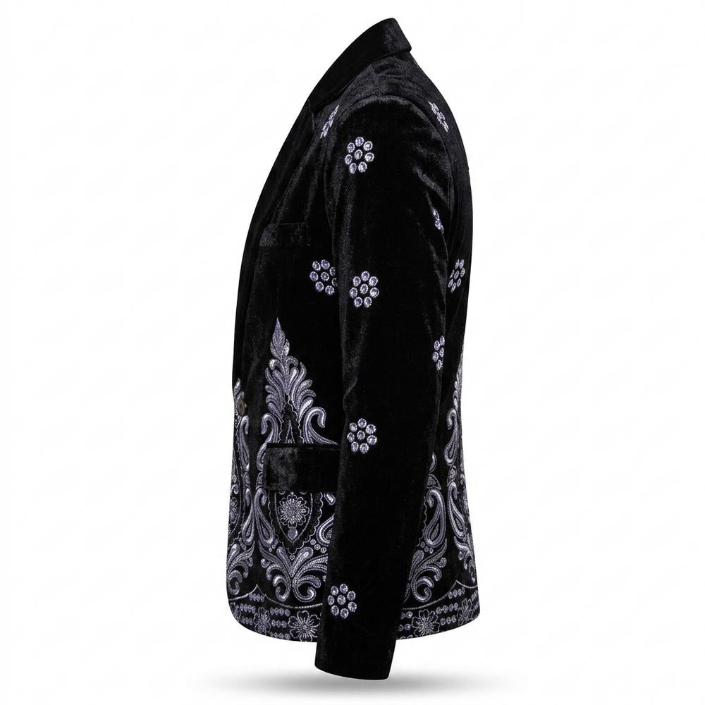 Mens Outlet House - Casil | Velvet Embroidered Blazer Men