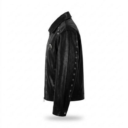 Mens Outlet House - Rimar | Studded Zip-Up Leather Jacket Unisex