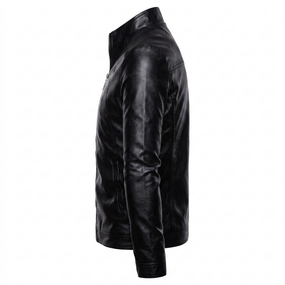 Mens Outlet House - Tadan | Slim-Fit Zip-Up Leather Jacket Men