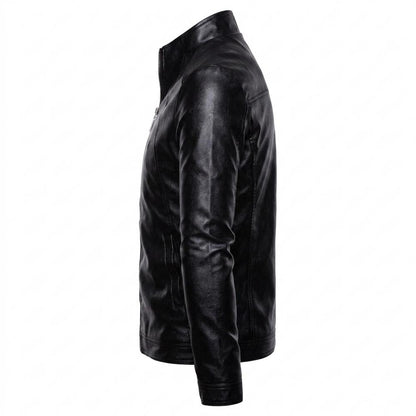 Mens Outlet House - Tadan | Slim-Fit Zip-Up Leather Jacket Men