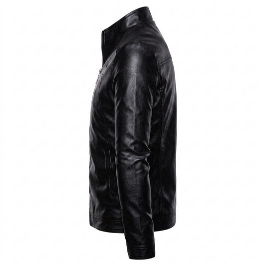 Mens Outlet House - Tadan | Slim-Fit Zip-Up Leather Jacket Men