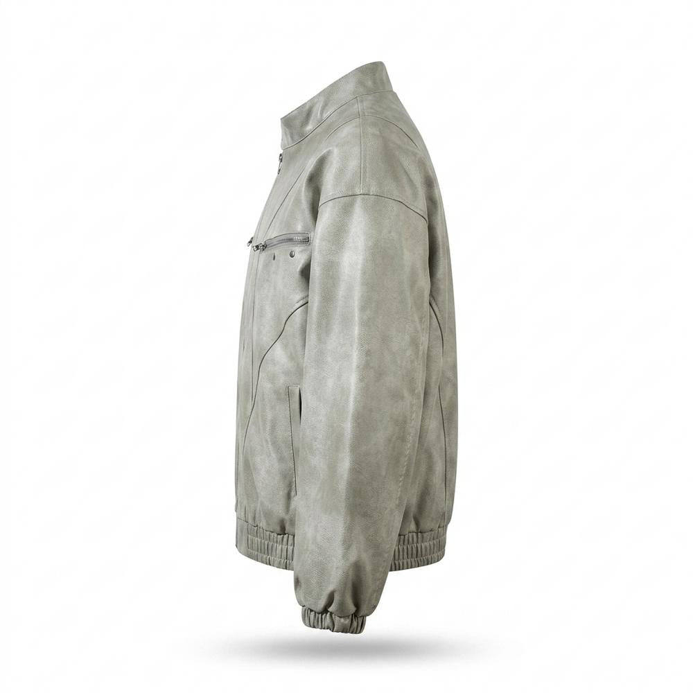 Mens Outlet House - Nihal | Washed Loose-Fit Leather Jacket Unisex