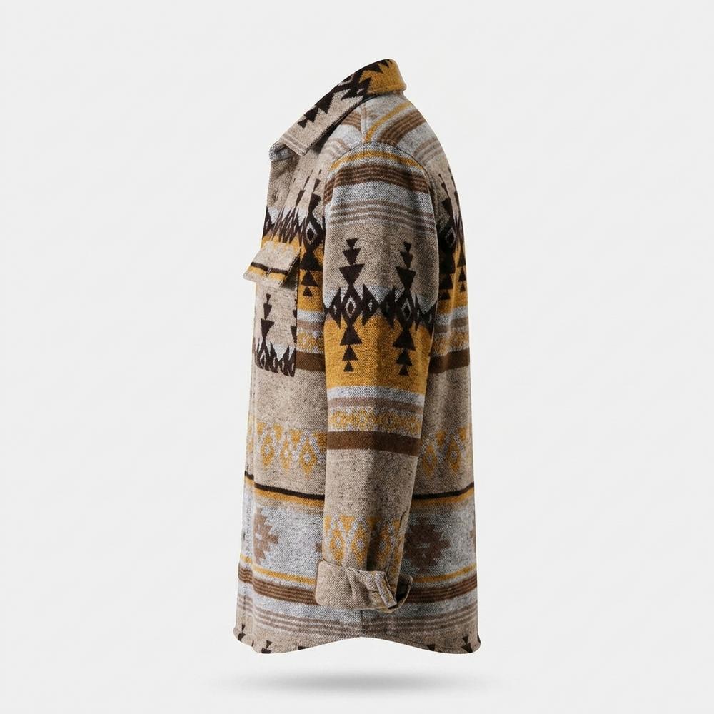 Mens Outlet House - Kelan | Geometric-Print Button-Front Shirt Men