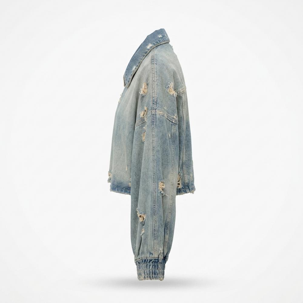 Mens Outlet House - Citir | Distressed Cropped Denim Jacket Unisex