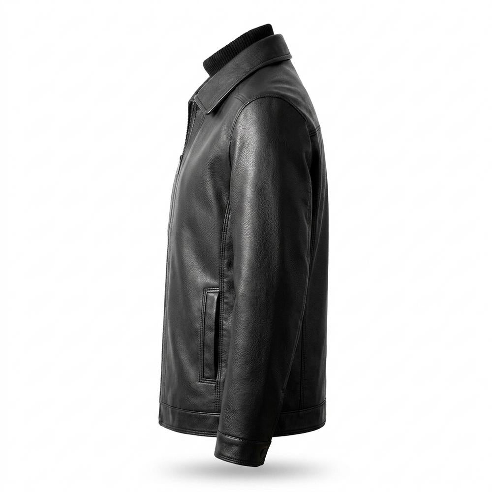 Mens Outlet House - Milar | Grained Zip-Up Leather Jacket Men