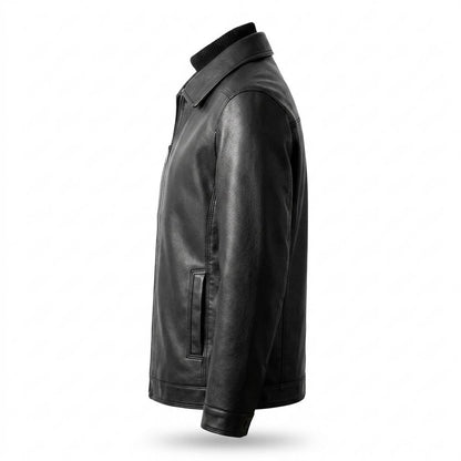 Mens Outlet House - Milar | Grained Zip-Up Leather Jacket Men