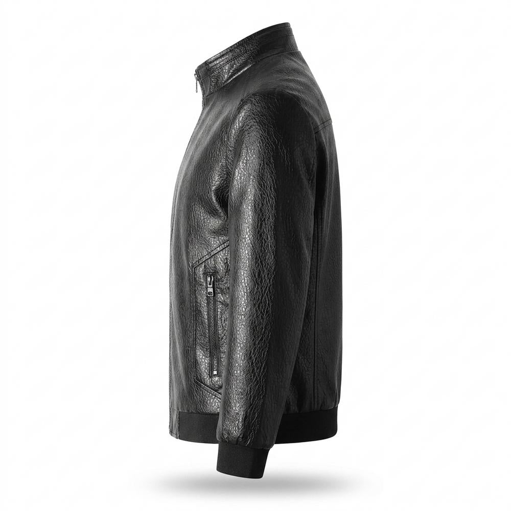 Mens Outlet House - Zaral | Textured Lined Leather Jacket Men