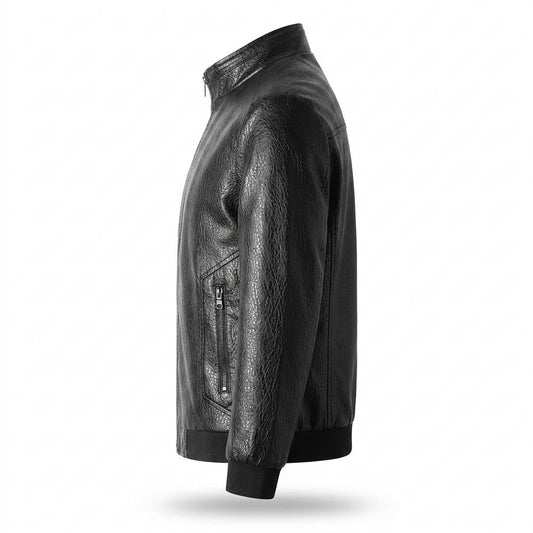 Mens Outlet House - Zaral | Textured Lined Leather Jacket Men