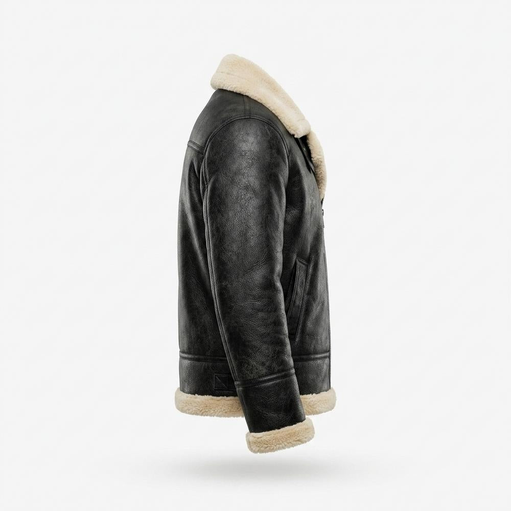 Mens Outlet House - Tiran | Sherpa-Lined Zip-Up Leather Jacket Men