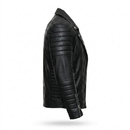 Mens Outlet House - Zenal | Asymmetrical Quilted Leather Jacket Men