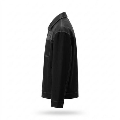 Mens Outlet House - Veran | Mixed-Material Contrast-Stitched Jacket Men