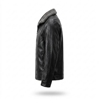 Mens Outlet House - Tanal | Fleece-Lined Zip-Up Leather Jacket Men