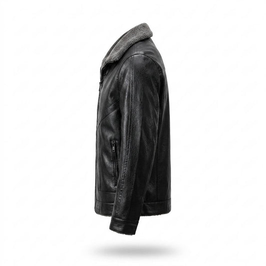 Mens Outlet House - Tanal | Fleece-Lined Zip-Up Leather Jacket Men