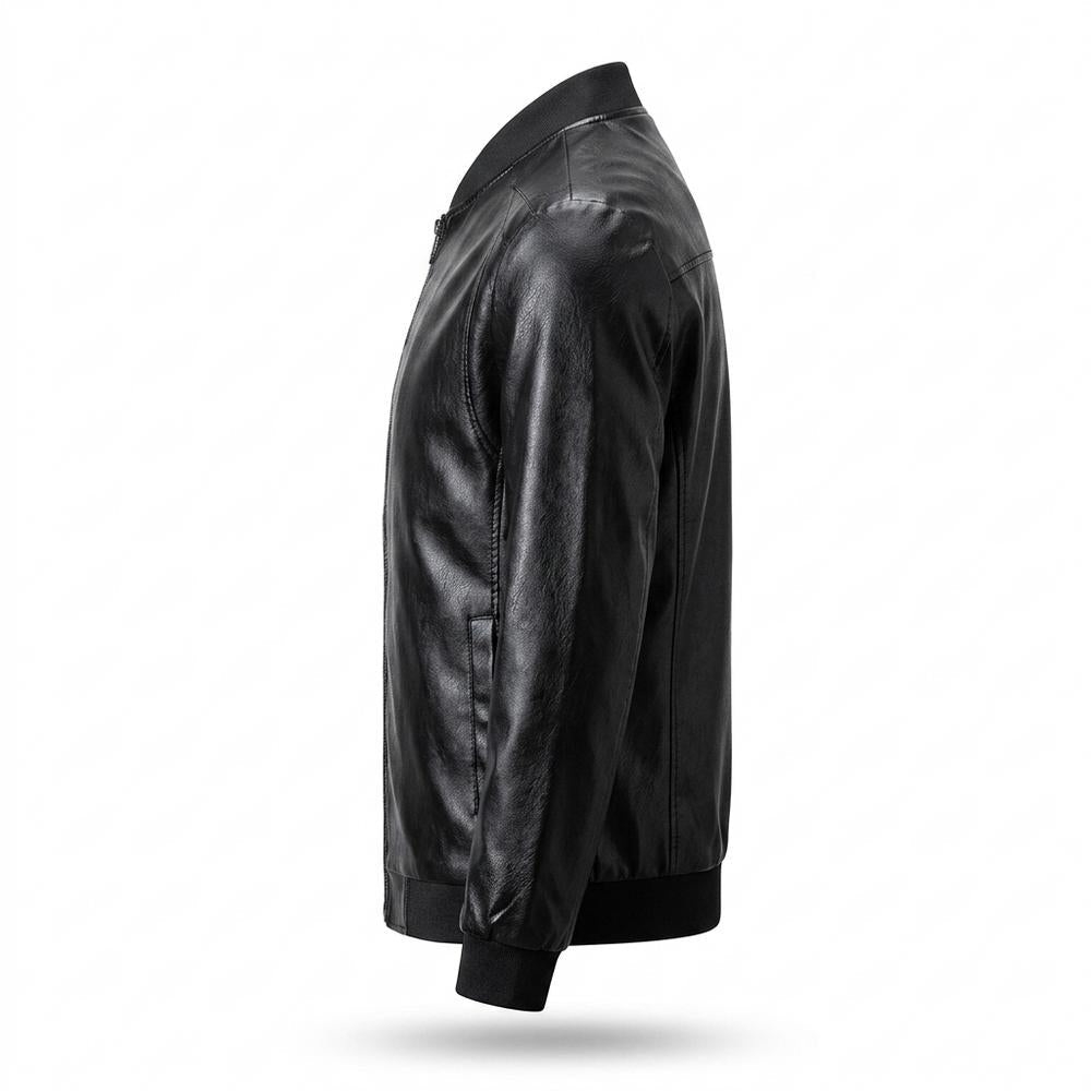 Mens Outlet House - Caren | Faux-Leather Zipped Leather Jacket Men