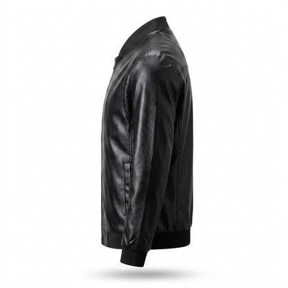 Mens Outlet House - Caren | Faux-Leather Zipped Leather Jacket Men