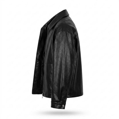 Mens Outlet House - Keram | Grained Zip-Up Leather Jacket Men