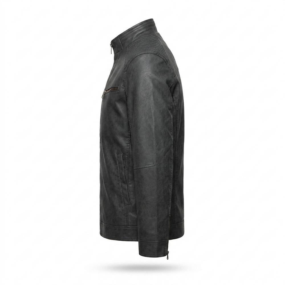 Mens Outlet House - Rotir | Lined Quilted Leather Jacket Men