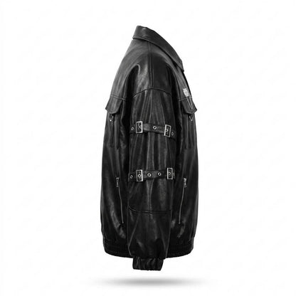 Mens Outlet House - Sezan | Oversized Buckled Leather Jacket Unisex