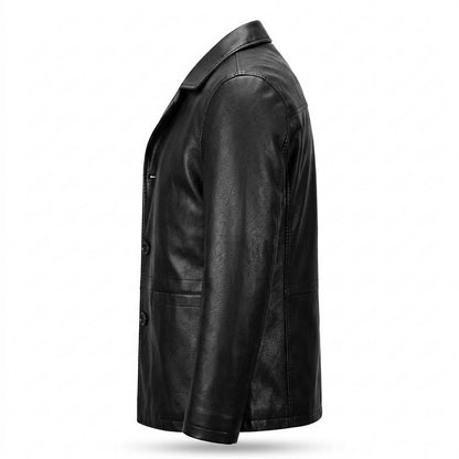 Mens Outlet House - Nelev | Buttoned Lined Leather Jacket Men