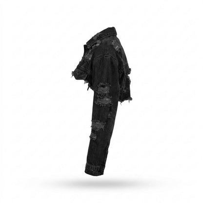 Mens Outlet House - Vimel | Cropped Distressed Denim Jacket Women