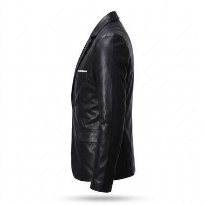Mens Outlet House - Lolen | Faux-Leather Single-Breasted Blazer Men