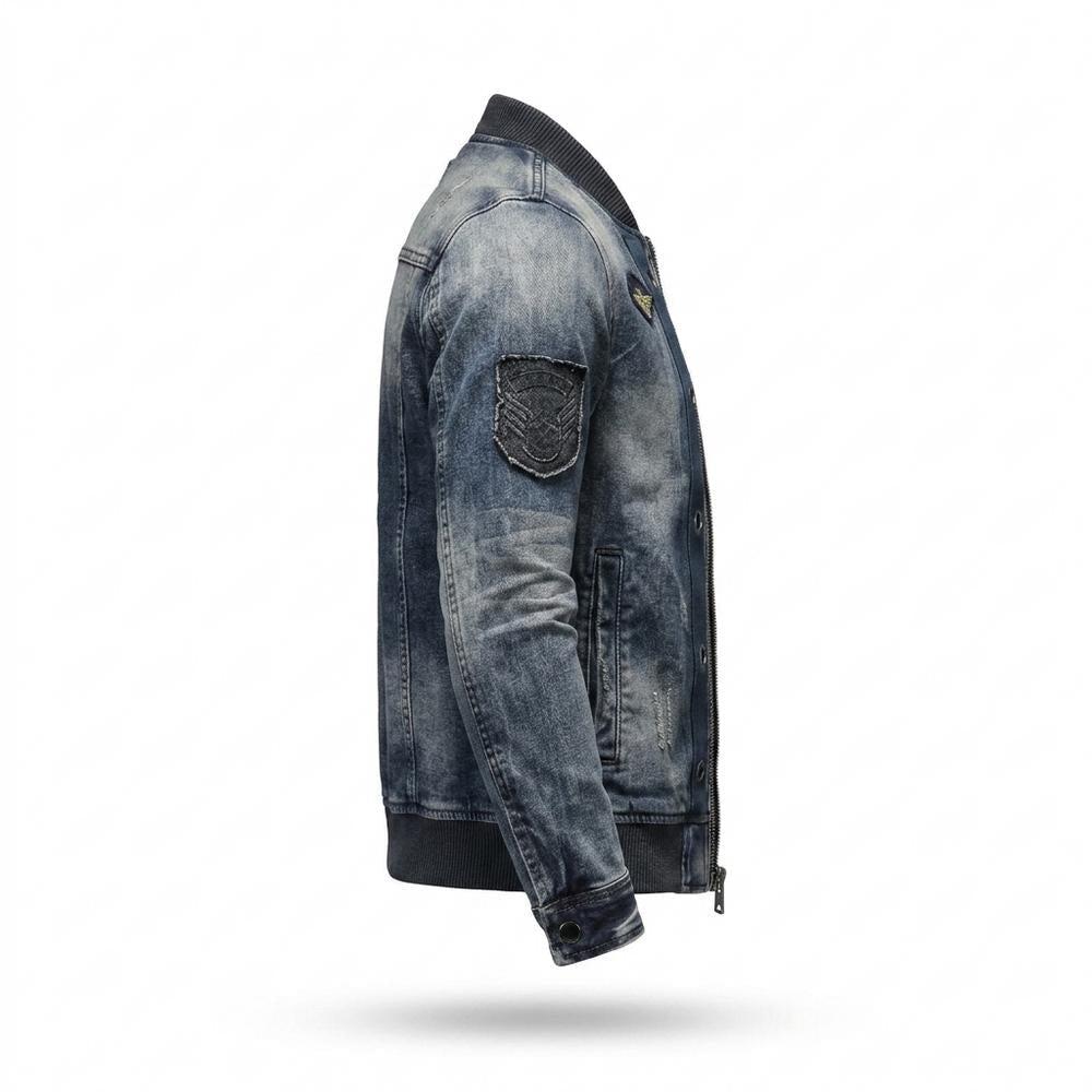 Mens Outlet House - Mivan | Washed Patched Denim Jacket Men