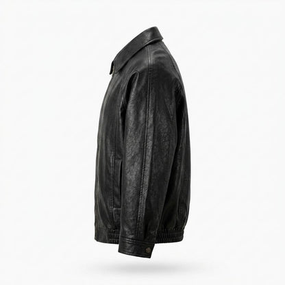 Mens Outlet House - Arkar | Zip-Up Collared Leather Jacket Men