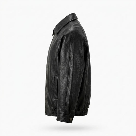 Mens Outlet House - Arkar | Zip-Up Collared Leather Jacket Men