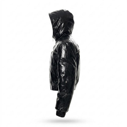 Mens Outlet House - Ketal | Shiny Hooded Leather Jacket Unisex