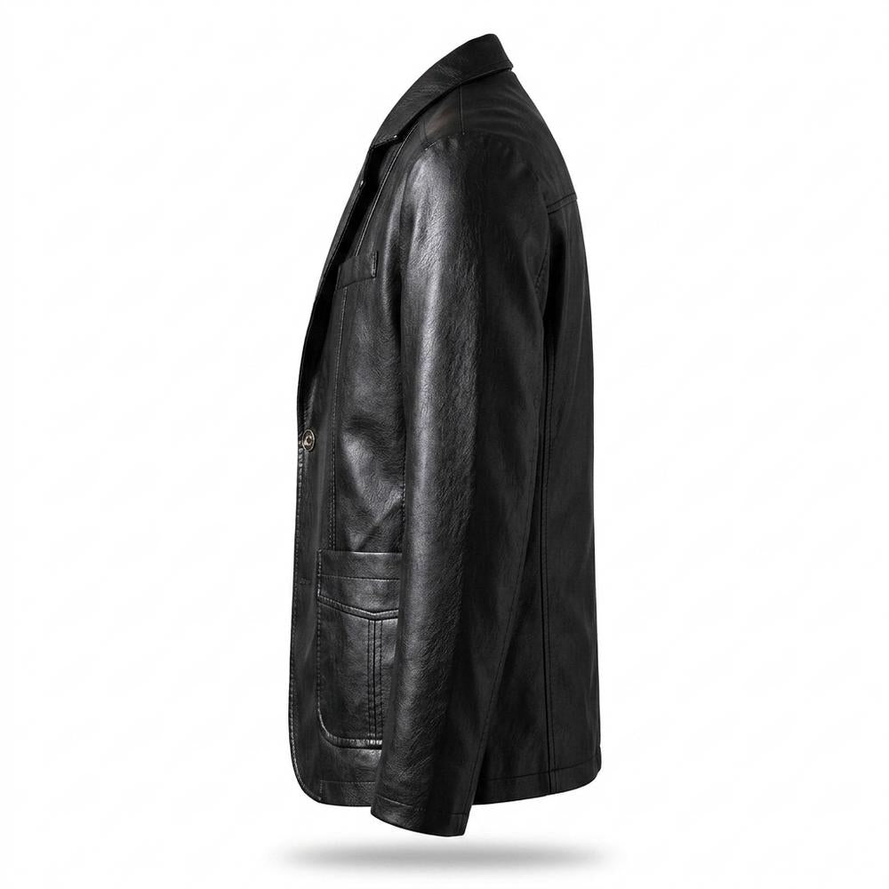 Mens Outlet House - Timon | Faux-Leather Single-Breasted Blazer Men