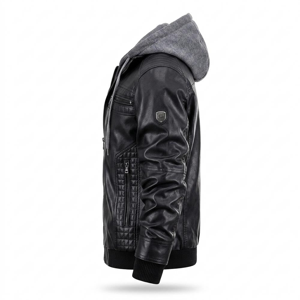 Mens Outlet House - Zasen | Hooded Quilted Leather Jacket Men