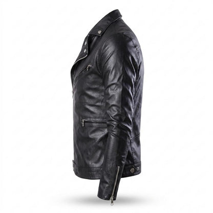 Mens Outlet House - Vevin | Asymmetrical Tailored Leather Jacket Men
