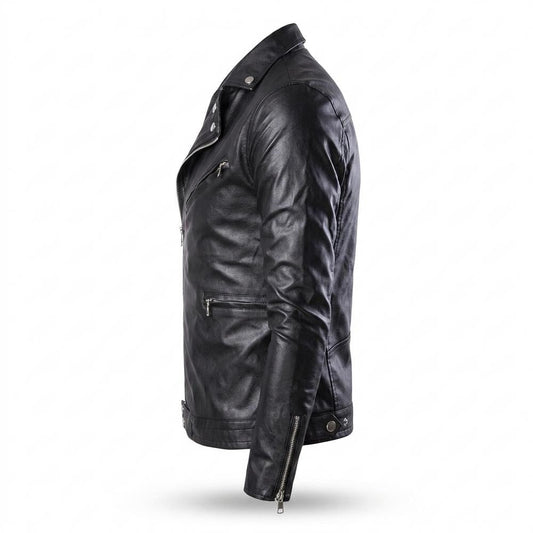 Mens Outlet House - Vevin | Asymmetrical Tailored Leather Jacket Men