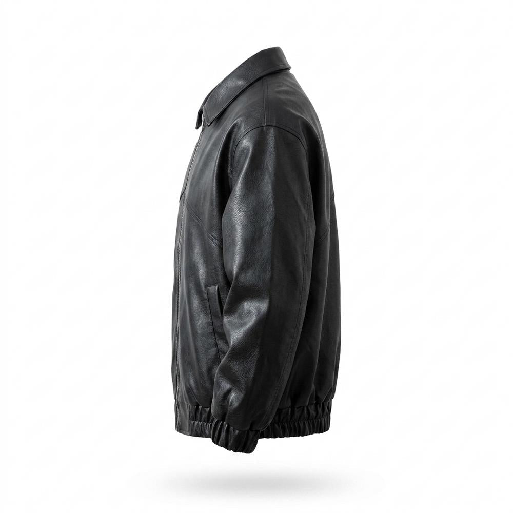 Mens Outlet House - Lylan | Matte-Finish Relaxed-Fit Leather Jacket Unisex