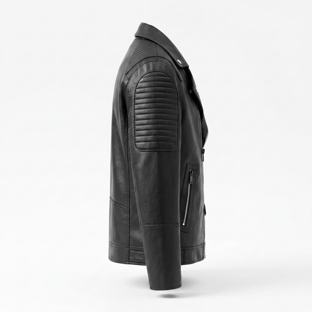 Mens Outlet House - Lenor | Quilted Asymmetrical Leather Jacket Men