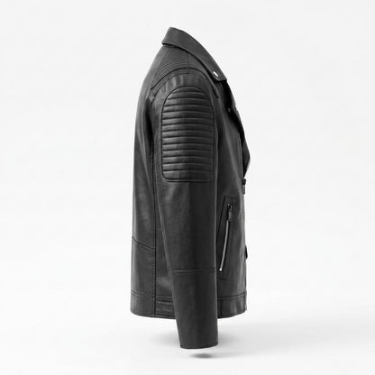 Mens Outlet House - Lenor | Quilted Asymmetrical Leather Jacket Men