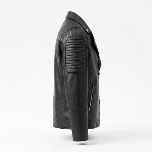 Mens Outlet House - Lenor | Quilted Asymmetrical Leather Jacket Men