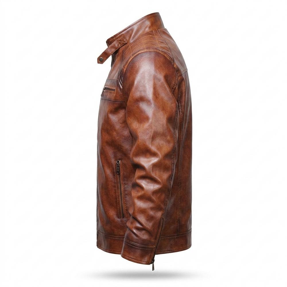 Mens Outlet House - Kemir | Quilted Lined Leather Jacket Men