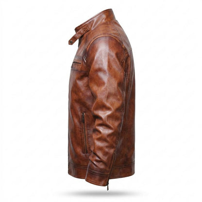 Mens Outlet House - Kemir | Quilted Lined Leather Jacket Men