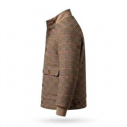 Mens Outlet House - Vural | Checked Stand-Collar Jacket Men