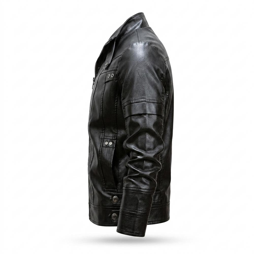 Mens Outlet House - Coran | Velvet-Lined Zip-Up Leather Jacket Men