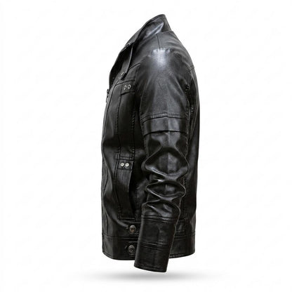 Mens Outlet House - Coran | Velvet-Lined Zip-Up Leather Jacket Men