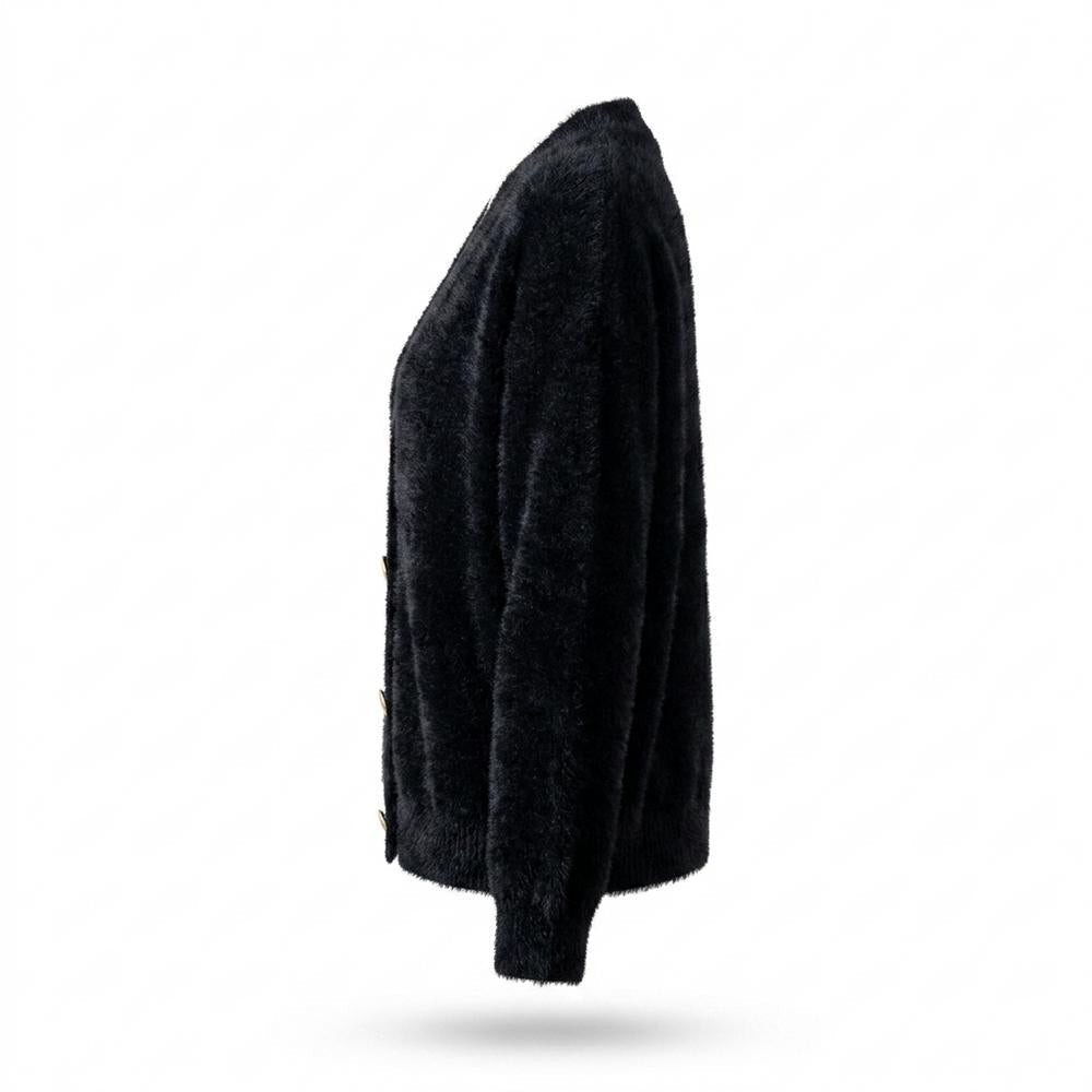 Mens Outlet House - Medur | Fluffy Button-Front Knit Cardigan Women