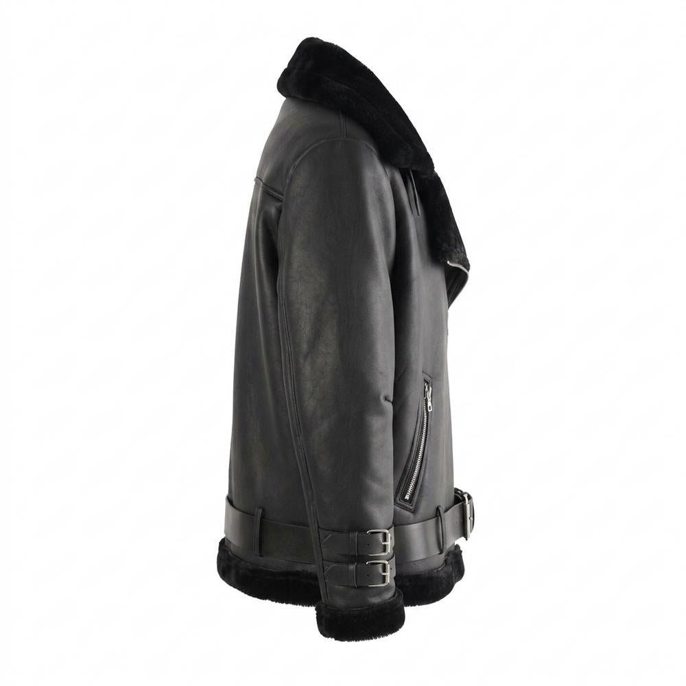 Mens Outlet House - Lalan | Asymmetrical Shearling-Lined Leather Jacket Unisex