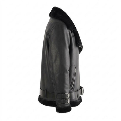 Mens Outlet House - Lalan | Asymmetrical Shearling-Lined Leather Jacket Unisex