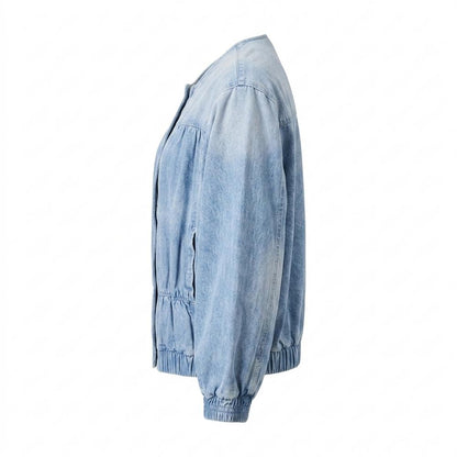 Mens Outlet House - Viran | Collarless Gathered Denim Jacket Women